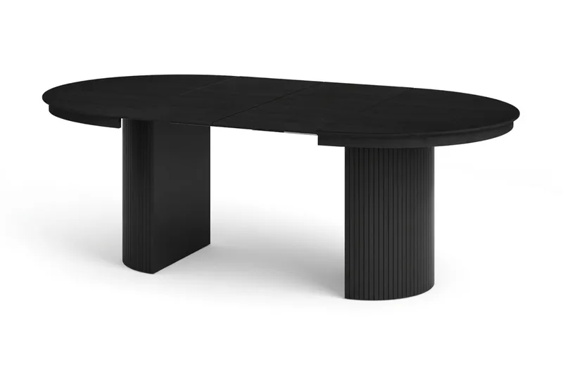 Kopparbo rundt uttrekkbart spisebord 120–220 cm finér, Svart
