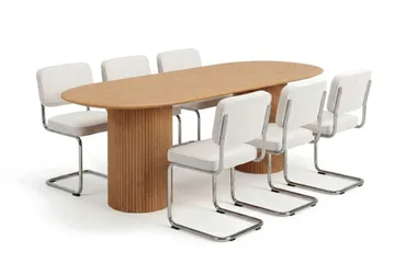 Kopparbo spisegruppe oval 180 cm eik med 6 Milva spisestoler - Eik - Møbler - Bord - Spisegrupper