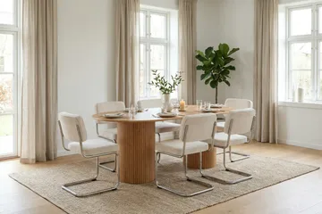 Kopparbo spisegruppe oval 180 cm eik med 6 Milva spisestoler - Eik - Møbler - Bord - Spisegrupper