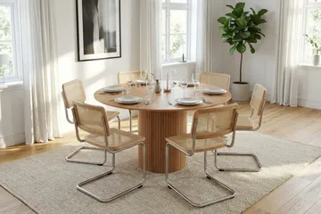 Kopparbo spisegruppe rund 150 cm eik med 6 Build spisestoler - Eik - Møbler - Bord - Spisegrupper