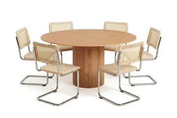 Kopparbo spisegruppe rund 150 cm eik med 6 Build spisestoler - Eik - Møbler - Bord - Spisegrupper