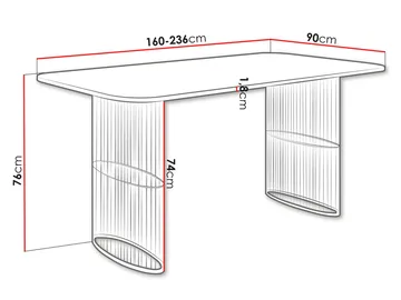 Mirion Spisebord uttrekkbart 160-236 cm - svart / hvit marmor - Møbler - Bord - Spisebord & kjøkkenbord