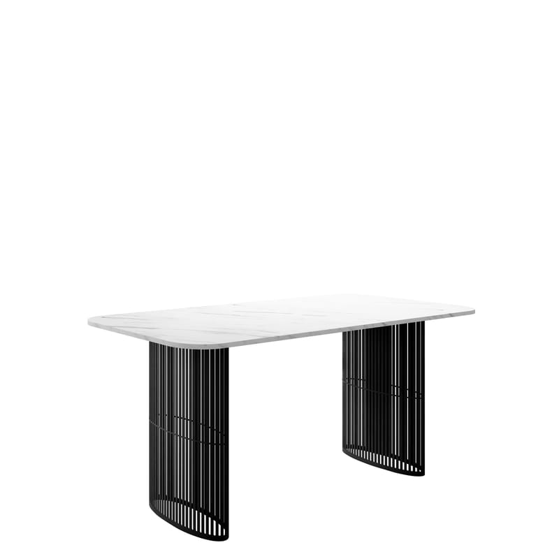 Mirion Spisebord uttrekkbart 160-236 cm, svart / hvit marmor