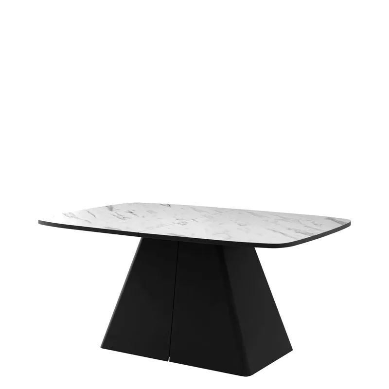 Novaj Spisebord uttrekkbart 180-256 cm, Svart, hvit (marmor)