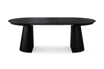 Peyra rundt uttrekkbart spisebord 120–220 cm finér - Svart - Møbler - Bord - Spisebord & kjøkkenbord