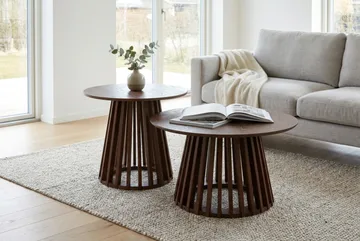 Peyra sofabord rundt 86 cm finér - Valnøtt - Møbler - Bord - Sofabord