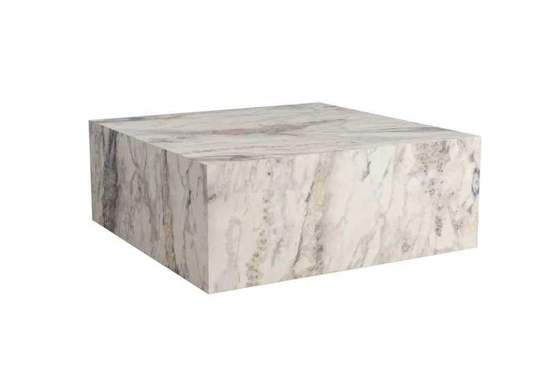 Rambabu Sofabord 90 cm, Hvit Marmor