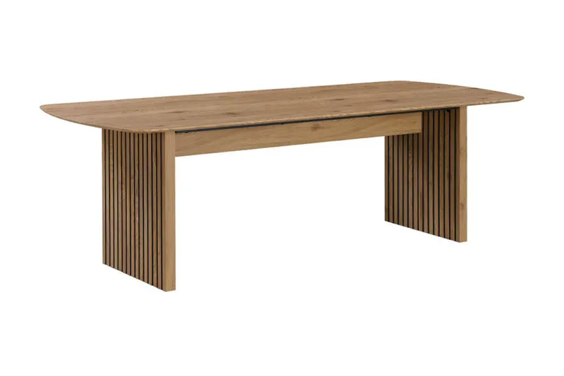 Richeto spisebord 210 cm eik + 6 stk. Nibe stol beige med eikeben - Natur/beige - Møbler - Bord - Spisegrupper
