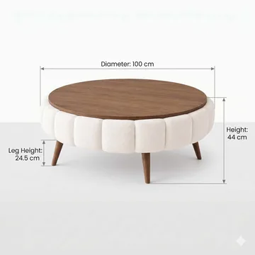 Salongbord Homitis Roundy (Ø100 x H44 cm) Hvit valnøtt - Møbler - Bord - Sofabord