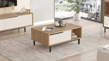 Salongbord Skye Decor Cleo Shelf (90 x 37,6 x 60 cm) Naturlig hvit - Naturlig og hvit - Møbler - Bord - Sofabord