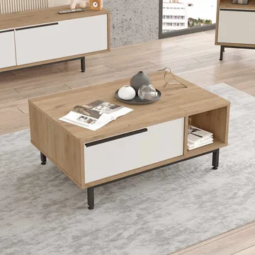Salongbord Skye Decor Cleo Shelf (90 x 37,6 x 60 cm) Naturlig hvit - Naturlig og hvit - Møbler - Bord - Sofabord