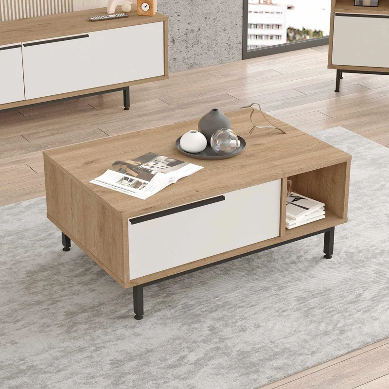 Salongbord Skye Decor Cleo Shelf (90 x 37,6 x 60 cm) Naturlig hvit - Naturlig og hvit - Møbler - Bord - Sofabord