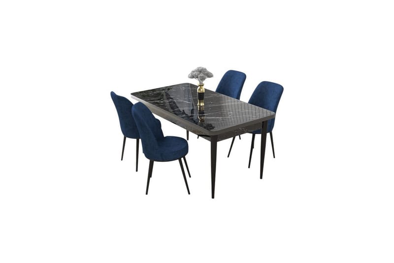 Sivaji Spisegruppe 4-seter, Svart/Marineblå