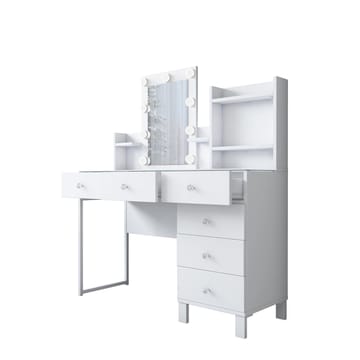Sminkebord Wallxpert Hyla BJ141 (120 x 136,8 x 40 cm) Hvit - Hvit - Møbler - Bord - Sminkebord & toalettbord