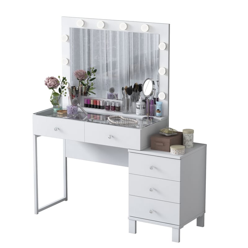 Sminkebord Wallxpert Isla Shelf BJ150 (120 x 141,8 x 40 cm) hvit - Hvit - Møbler - Bord - Sminkebord & toalettbord