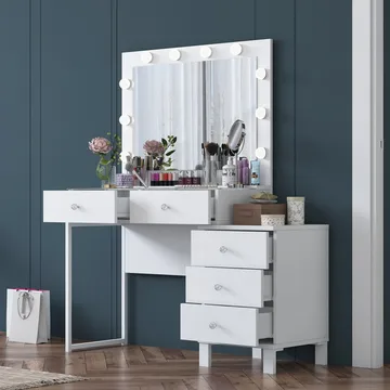 Sminkebord Wallxpert Isla Shelf BJ150 (120 x 141,8 x 40 cm) hvit - Hvit - Møbler - Bord - Sminkebord & toalettbord