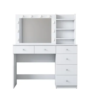 Sminkebord Wallxpert Juna BJ127 (110 x 141,8 x 40 cm) hvit - Hvit - Møbler - Bord - Sminkebord & toalettbord