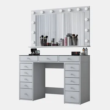 Sminkebord Wallxpert Kira hylle BJ195 (120 x 79,8 x 44,5 cm) Hvit - Hvit - Møbler - Bord - Sminkebord & toalettbord