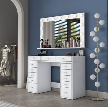 Sminkebord Wallxpert Kira Shelf BJ197 (120 x 79,8 x 44,5 cm) hvit - Hvit - Møbler - Bord - Sminkebord & toalettbord