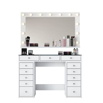 Sminkebord Wallxpert Kira Shelf BJ197 (120 x 79,8 x 44,5 cm) hvit - Hvit - Møbler - Bord - Sminkebord & toalettbord