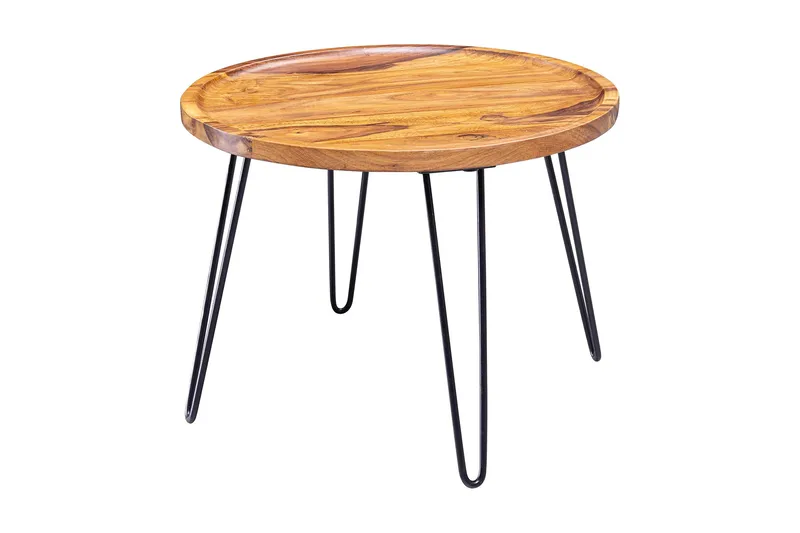 Dannemare Sofabord 60 cm Rundt, Massivt Tre/Svart