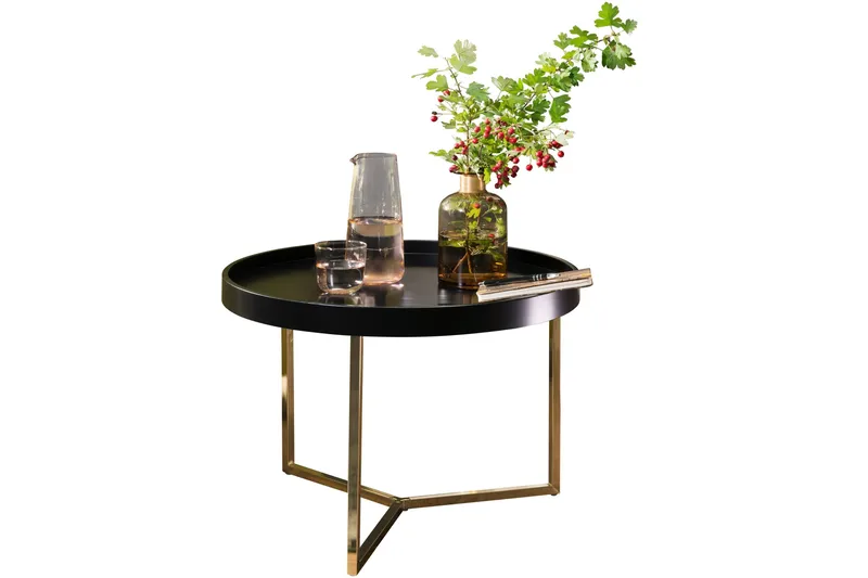 Dhir Sofabord 59 cm Rundt, Svart/Gull