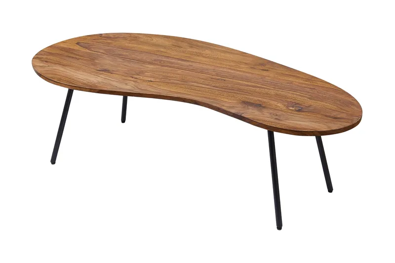 Fanks Sofabord 122 cm Njurformat, Massivt Tre/Svart