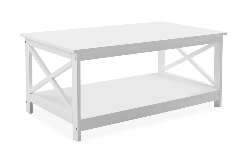 Fostia Sofabord 100 cm med Oppbevaringshylle, Hvit