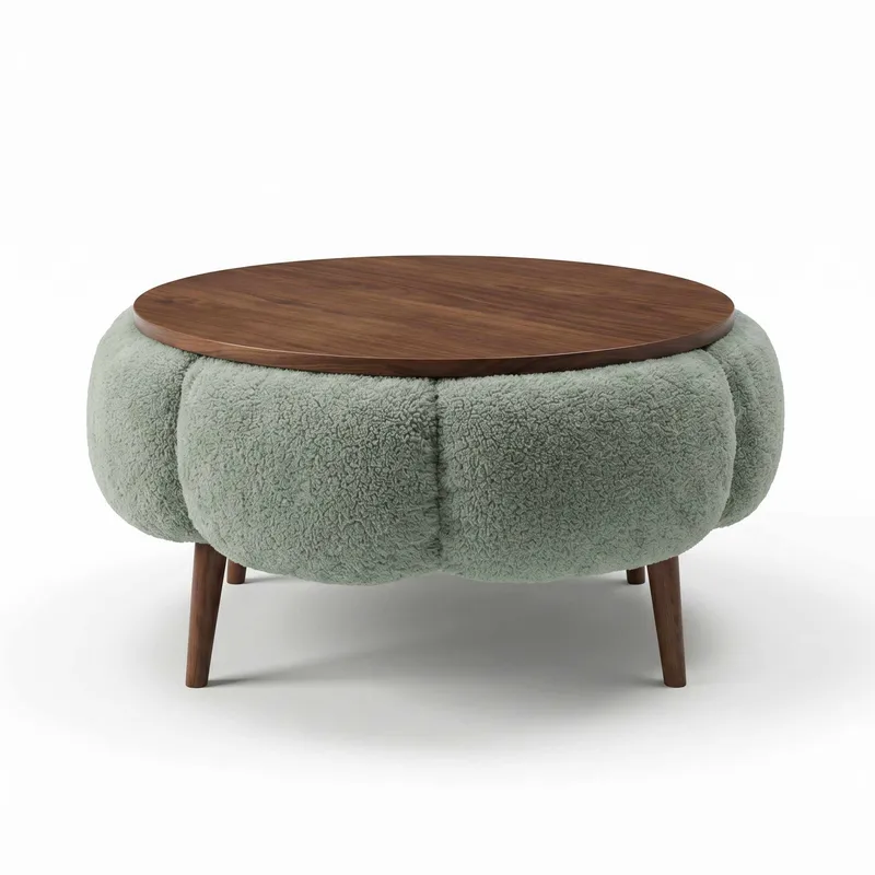 Sofabord Homitis Papatya 60 (Ø60 x H44 cm) Grønn valnøtt