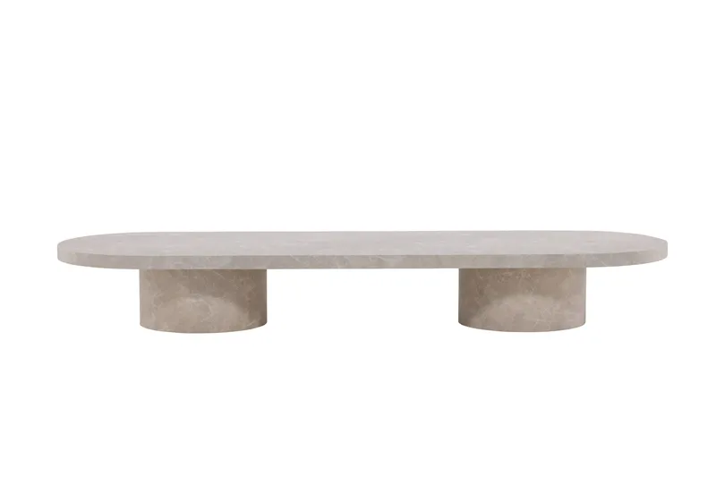 Narvik Travertin Ovalt Sofabord 190x60 cm, Beige / Lys
