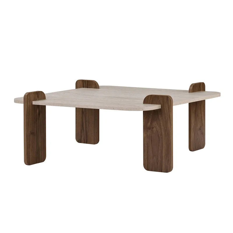 Sofabord Nordure Marais (90 x 35 x 90 cm) Travertin valnøtt