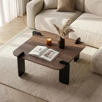 Sofabord Nordure Marais (90 x 35 x 90 cm) Valnøttre svart - Møbler - Bord - Sofabord