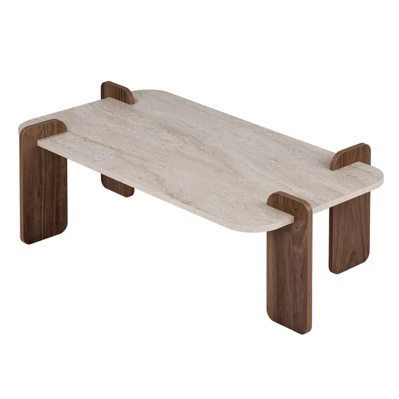 Sofabord Nordure Renard (120 x 35 x 60 cm) Travertin valnøtt