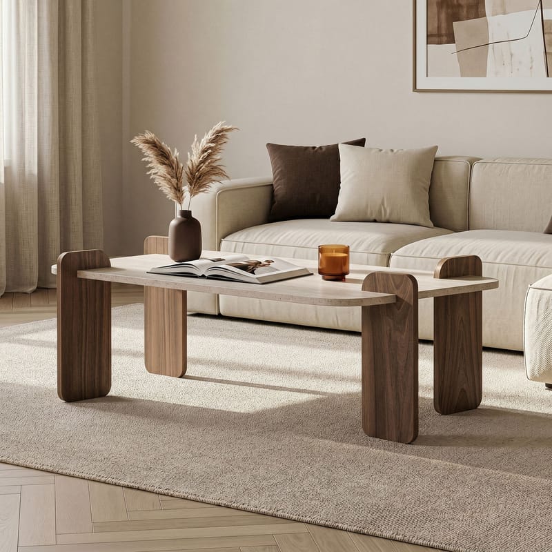Sofabord Nordure Renard (120 x 35 x 60 cm) Travertin valnøtt - Møbler - Bord - Sofabord