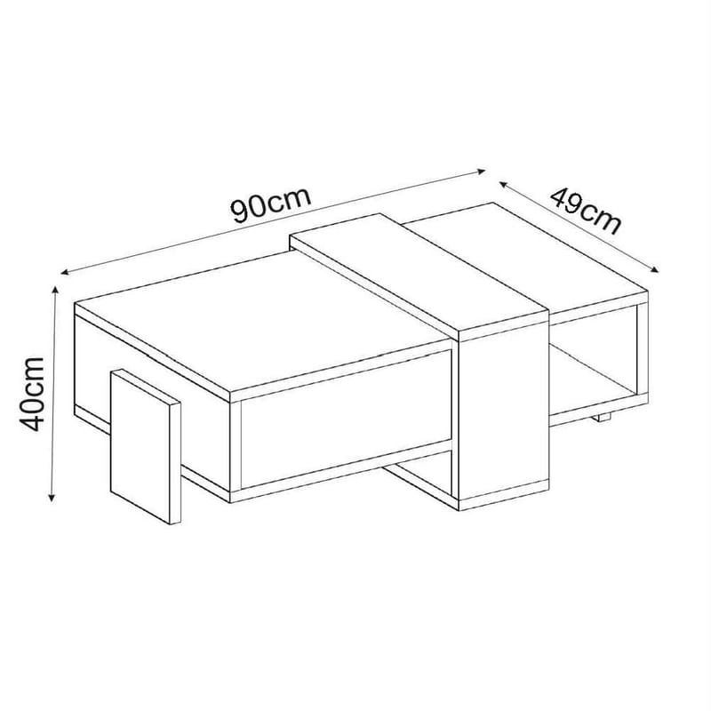 Norell Sofabord 90x40x49 cm - Travertin og antrasitt - Møbler - Bord - Sofabord