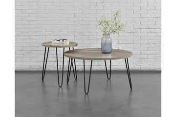 Owen Sofabord 90 cm Ovalt Rundt Grå/Svart - Dorel Home - Møbler - Bord - Sofabord
