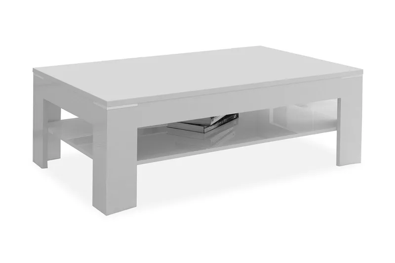 Perkhill Sofabord 120 cm med Oppbevaringshylle, Hvit