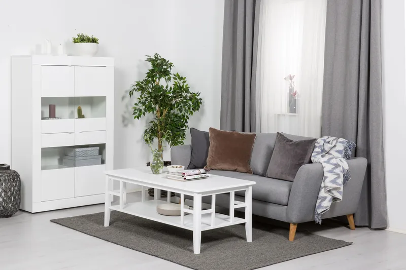 Piteå Sofabord 130 cm med Oppbevaringshylle - Hvit - Møbler - Bord - Sofabord
