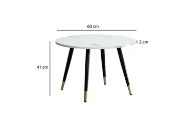 Sofabord Wohnling marmorutseende 60 cm rund, moderne stil Marmor Hvit - Marmor Hvit - Møbler - Bord - Sofabord