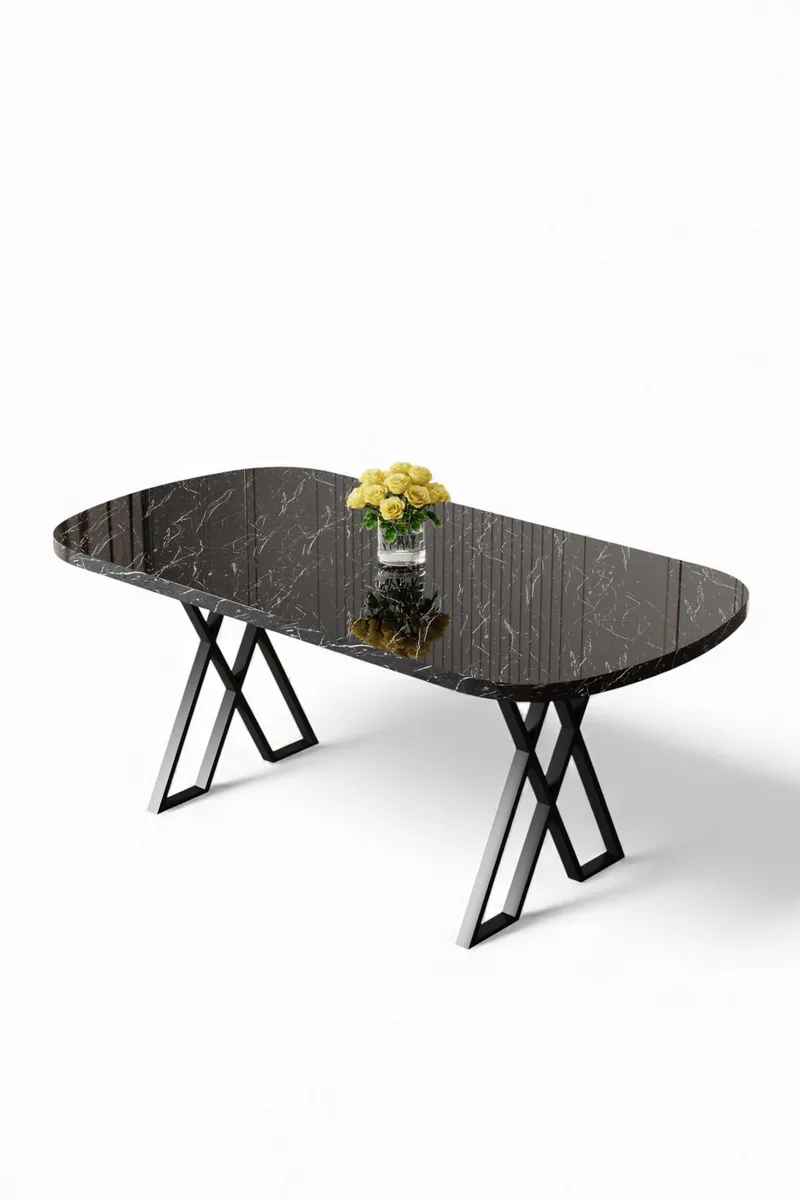 Spisebord Hanah Home Kaye (168 x 76 x 90 cm) Svart marmor svart