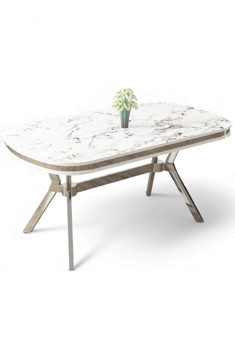 Spisebord Hanah Home Olya (168 x 75 x 90 cm) Hvit marmor krom