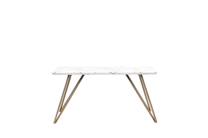 Molden Spisebord 150 cm, Hvit / Gull
