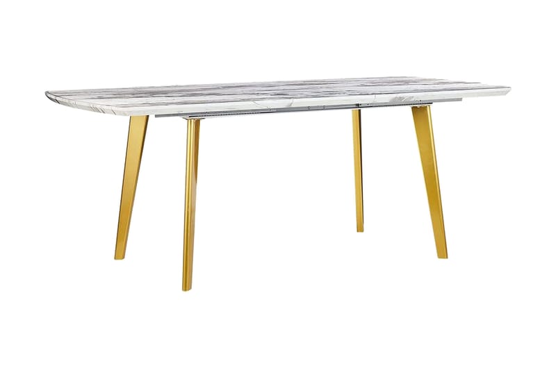 Mosby Spisebord 200 cm Sammenleggbart, Hvit/Gull