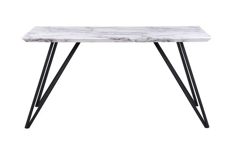 Spisebord 150 x 80 cm marmoreffekt / svart MOLDEN, Hvit