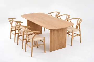 Alma spisegruppe rektangulær 180 cm eik med 6 Dastoori spisestoler - Eik - Møbler - Bord - Spisegrupper