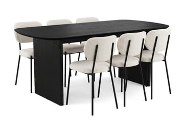 Alma spisegruppe rektangulær 180 cm svart med 6 Gemmiano spisestoler - Svart - Møbler - Bord - Spisegrupper