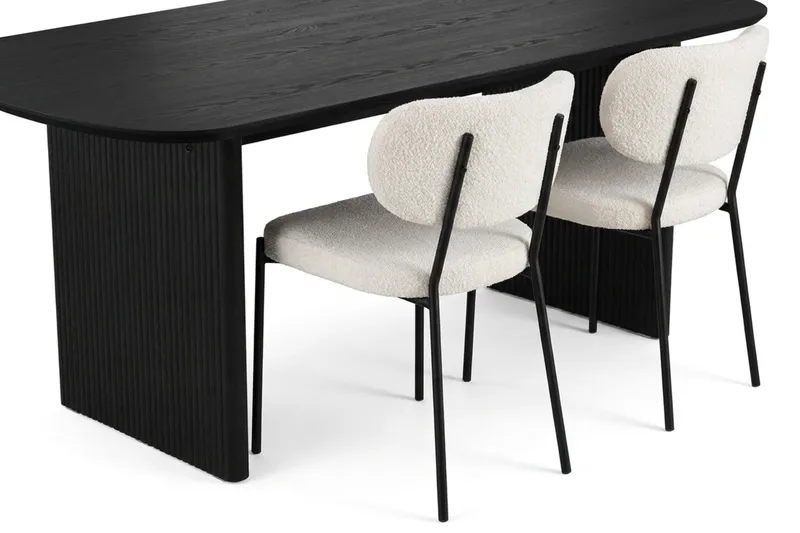 Alma spisegruppe rektangulær 180 cm svart med 6 Gemmiano spisestoler, Svart
