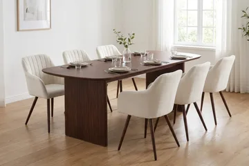 Alma spisegruppe rektangulær 180 cm valnøtt med 6 Filippa spisestoler - Valnøtt - Møbler - Bord - Spisegrupper