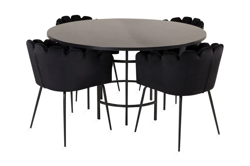 Copenhagen Spisegruppe med 4 Limhamn Spisestoler Svart, Furniture Fashion
