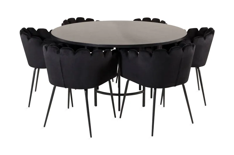 Copenhagen Spisegruppe med 6 Limhamn Spisestoler Svart, Furniture Fashion